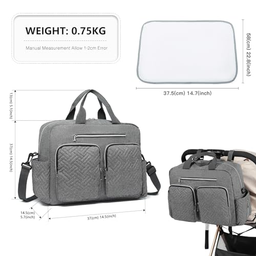 Kono Bolso Cambiador para Bebé Impermeable de Gran Capacidad con Bolsillos Térmicos y Varios Compartimentos, Bolsa de Maternidad y Pañales Unisex para Mamá y Papá, Ideal para Viaje, Hospital y Paseo - imagen 5