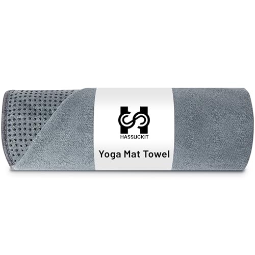Non Slip Hot Yoga Towel with Grip Dots – Sweat Absorbent Microfiber Yoga Mat Towel for Hot Yoga, Pilates, Bikram & Fitness – 72