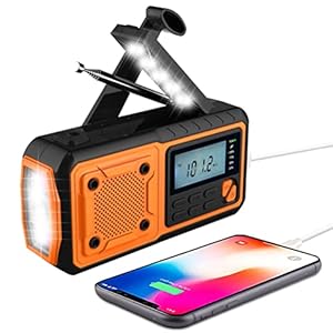 Solar radio, weerradio, noodgevallen, zwengelradio, draagbaar, USB-oplaadbaar, noodradio met 4000 mAh powerbank, led-zaklamp, SOS-alarm voor wandelen, kamperen, outdoor, noodgevallen