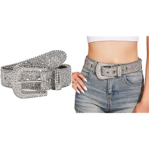 INOGIH Rhinestone Western Cowboy Style Belt Cover