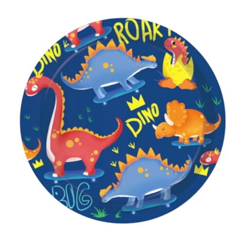 Image of Wanna Party 9 inch Dinosaur Theme Paper Plates for Dinosaur Party Supplies for Dinosaur Birthday Decorations-Pack of 8