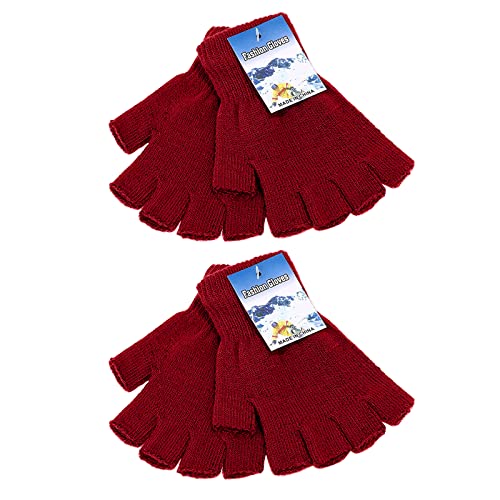 Image of SATINIOR 4 Pairs Winter Half Finger Gloves Knitted Fingerless Mittens Warm Stretchy Gloves for Men and Women