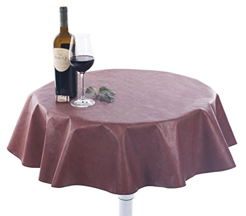 Yourtablecloth Heavy Duty Flannel Backed Round Vinyl Tablecloth – 6 Gauge Thickness, Indoor And Outdoor & Easy To Clean 60” Camel Print #TOP2