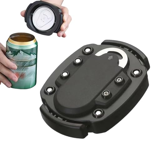 Can Opener Manual Hand Held Easy Safety Camping Beer Can Openers Smooth Edge with Bottle Opener, Black