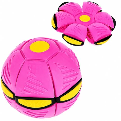 Image of UFO Magic Ball for Kids | Creative Fly Saucer Stomp | Multicolour Deformation| Flying Ball, Fidget Toy, LED Spinner, Air Spinner Flying (Pink)