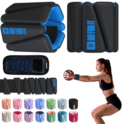 SPORTBIT Wrist & Ankle Weights for Women - Set of 2 (1lb Each), Silicone Surface, Adjustable Strap - Leg Weights, Wrist weights for Walking, Running, Yoga, Pilates, Dance, Aerobics, and More