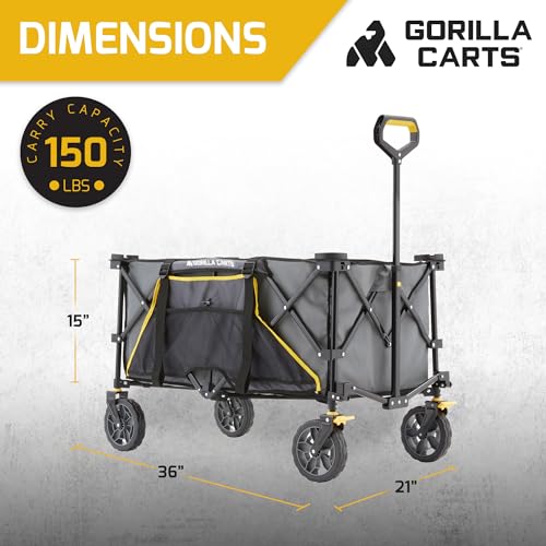 Image of Gorilla Carts Collapsible Folding Outdoor Utility Wagon, 7 Cu Ft, Gray