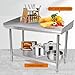 LumaGrove Stainless Steel Work Table with Guardrail 2 Tier Kitchen Industrial Storage Rack Prep Table Adjustable Tiers Adjustable Feet Workbench(100x50x80cm/39.4x19.7x31.5)