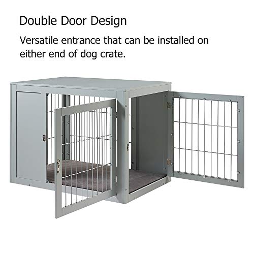 Unipaws Furniture Style Dog Crate End Table With Cushion, Wooden Wire Pet Kennels With Double Doors, Medium Dog House Indoor Use #TOP3