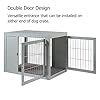 unipaws-Furniture-Style-Dog-Crate-End-Table-with-Cushion-Wooden-Wire-Pet-Kennels-with-Double-Doors-Medium-and-Large-Dog-House-Indoor-Use Wooden Wire Pet Kennels with Double Doors