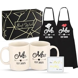 Mrandmrsest2025mugandapronsetbridalshowergiftsweddingengagementgiftsforcouplesforcouplehisandhergiftsfunnykitchengiftsforcouples Urban Country Home Decor Mr and mrs est 2025 mug and apron set bridal shower gifts wedding engagement gifts for couples for couple his and her gifts funny kitchen gifts for couples urban country home decor