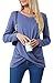 Askyes Women’s Tunics Tops Loose Fit Vneck Long Sleeve Blue Shirt Fashion Comfy Soft Solid Trendy Tunics,Royal Blue,XL