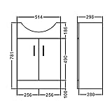 VeeBath Linx Bathroom Vanity Basin Sink Cabinet Unit High Gloss White Soft Close Door Hinges Storage Furniture - 550mm - Image 3