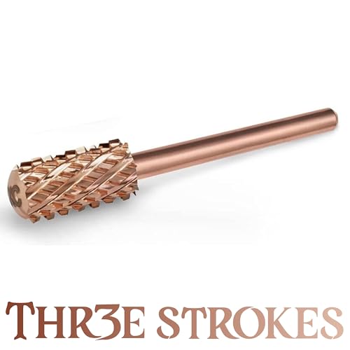 THR3E STROKES Nail Drill Bits, 3/32'' Smooth Round Top Large Barrel Carbide Bits, Suitable for Manicure Pedicure Cuticle Gel Polishing, Beginners Bits, Rose Gold, Series Bit... - Image 2