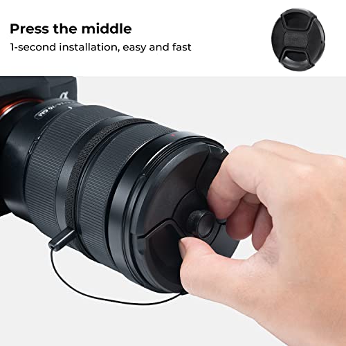 image for K&F Concept 46mm Lens Cap Cover, 4-in-1 Center Pinch Lens Cover + Anti