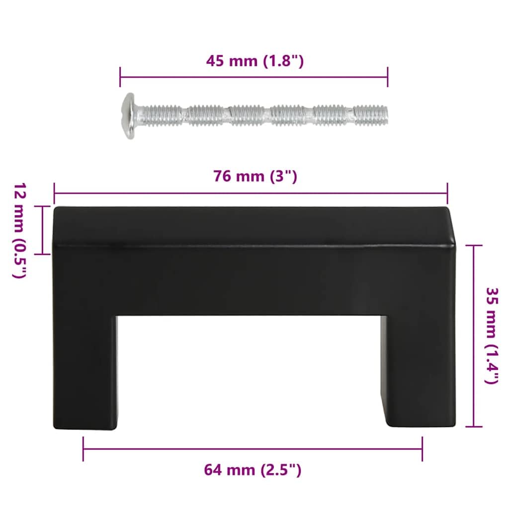 Schwarze Möbelgriffe 10 Stk. Edelstahl, 64 mm Lochabstand, pulverbeschichtet, für Schrank Schublade Küche Bad Wohnzimmer Flur Garderobe Kommode Sideboard Nachttisch, mit Schrauben