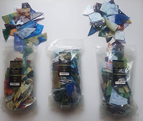 10 LBS of Beautiful Small Piece Mosaic Tile Opalescent Stained Glass Mosaic Scrap Value Pack. Tiles for Crafts, Picture Frames, Mirrors, Ceramics, Stained Glass and Jewelry