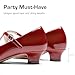 DREAM PAIRS Girls Dress Shoes Mary Jane High Heel Round Toe Straps Pumps Flower Wedding Party Princess Flats for Little/Big Kids,Size 4 Big Kid,Red,KKUMFA2510