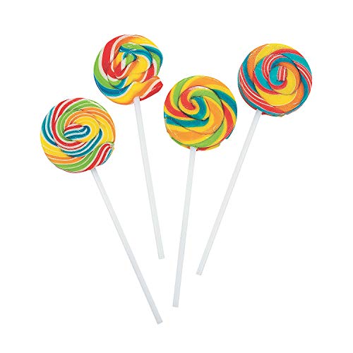 Small Rainbow Swirl Pop Suckers (24 pack - individually wrapped lollipops) Birthday, Party and Event Candy