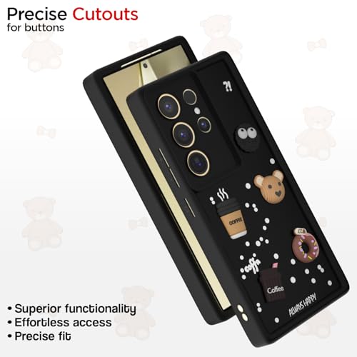 Image of Pikkme Back Cover for Samsung Galaxy S24 Ultra 5G | 3D Cartoon Silicone Case Cute & Fun Full Protective Bumper Cover (Black)