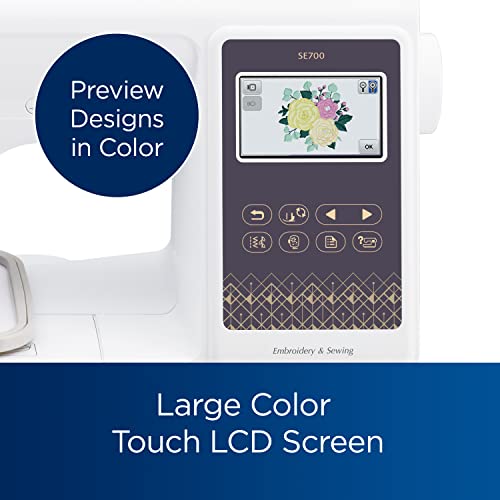 Brother SE700 Sewing and Embroidery Machine, Wireless LAN Connected, 135 Built-in Designs, 103 Built-in Stitches, Computerized, 4" x 4" Hoop Area, 3.7" Touchscreen Display, 8 Included Feet, White - Image 6