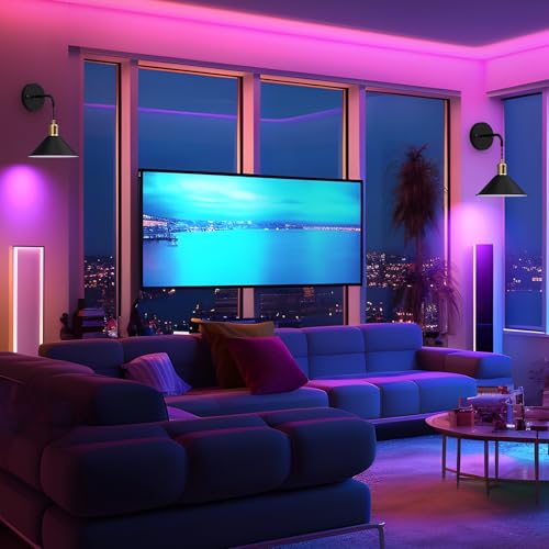 Image of Rechargeable Wall Lamps with 5000mAh Capacity, High Brightness, 3 Color Temperature RGB Wall Lights, Remote Control, Memory Function, Timer for Bedroom Living Room, 2Pack, Black, WS-01