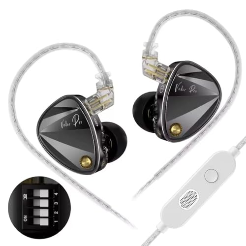 Image of KZ Vader Pro in-Ear Monitor Earphones with Triple Dynamic Drivers & Built-in 4-Level Tuning, Dual Mic, Wired IEM with 0.75mm 2Pin Connector, Silver-Plated Cable, 3.5mm Jack (Tuning Version)