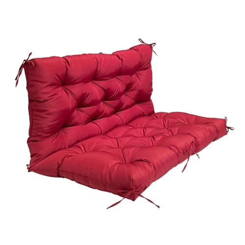 Cojín de banco de exterior para columpio de 2 y 3 plazas, impermeable y resistente al sol, con respaldo, 8 lazos antideslizantes, cojines de repuesto para muebles de patio y jardín (color rojo vino,