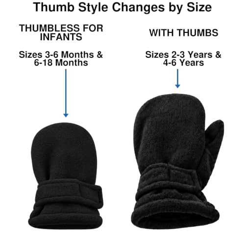 Image of N'Ice Caps Little Kids and Baby Easy-On Sherpa Lined Fleece Mittens - 2 Pair Pack