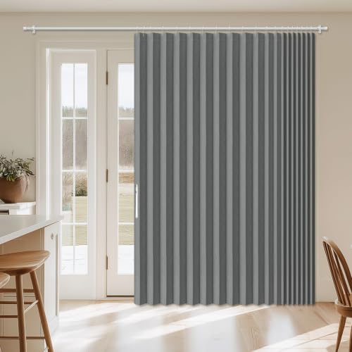 Image of AJAZZ Blackout Accordion Door Curtain 1 Panel 98 inchx78 inch Dark Grey - Magnetic Folding Room Divider, No-Drill Sliding Patio Closet