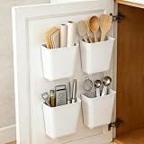 4 Stück Caja de almacenamiento para puerta de armario de cocina, Autoadhesivo Caja de almacenamiento autoadhesiva para pared, para gabinete,baño, refrigerador, Organizador de artículos pequeños
