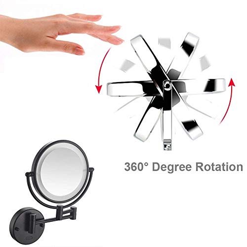 Miroir de maquillage mural bras extensible noir pivotant salle de bain - 3