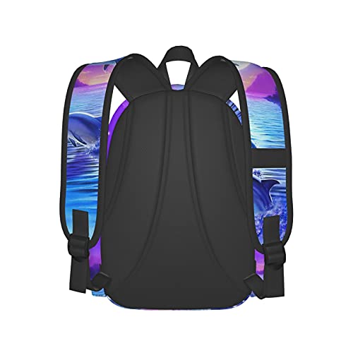 KiuLoam 17 Inch Backpack Dolphin Jumping Under Moonlight Laptop Backpack Shoulder Bag School Bookbag Casual Daypack3