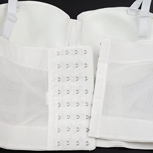 Ellacci Women's Diamond Chain Mesh Bustier Crop Top Push Up Corset Top Bralet White X-Small #TOP7