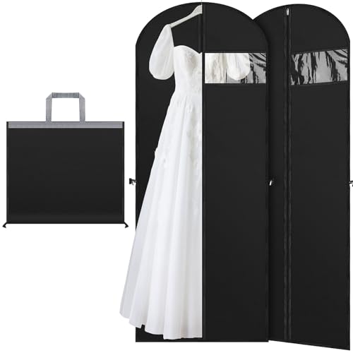 Aevcvok 2 Stück Kleidersack Lang 180x60 cm, Kleiderhülle mit Reißverschluss,Faltbare Kleidersäcke mit Griffen,Staubdicht Kleiderhüllen Garment Bag Anzugsack für Abendkleider,Hochzeitskleid,Mäntel