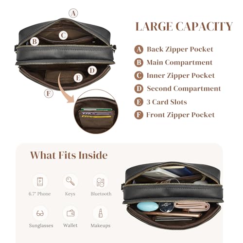 S-ZONE Top Grain Leather Crossbody Bags for Women RFID Blocking Shoulder Purses4