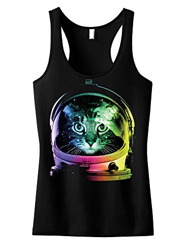 Space Cat Junior's Racerback Tank Top Black