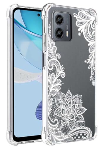 FollmeAir for Moto G 5G 2023 Case, Slim Flexible TPU for Girls Women Airbag Bumper Shock Absorption Rubber Soft Silicone Case Cover for Motorola Moto G 5G 2023 (White Lace)