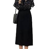 [Rodrry Meche　ロドリーミシェ] ペンシル スカート ミディ丈 キレイメ フォーマル カジュアル レディース 膝下丈 長め 黒い ロング ウエストゴム No2 黒 S