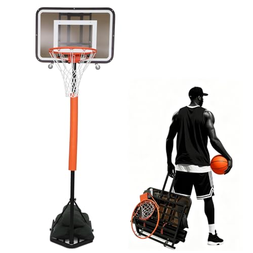 Dreamtrue Brown Foldable Basketball Hoop, Portable