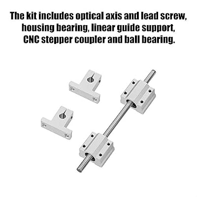 Zerone T8 Guide Screw Kit with Shaft Coupling 200mm Horizontal Optical Axis & 8mm Guide Screw Rail Shaft Support Pillow Block Bearings Industrial Combination 3D Printer Parts and