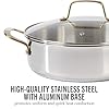Martha Stewart Castelle 10 Piece 18/8 Durable Stainless Steel Induction Safe Pots and Pans Non-Toxic Kitchen Cookware Set - Gold Handles - Dishwasher Safe #3