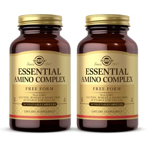 Solgar Essential Amino Complex, 90 Vegetable Capsules (Pack of 2) - Free Form Essential Amino Acids - Non-GMO, Vegan, Gluten Free, Dairy Free, Kosher - 180 Total Servings