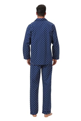 Image of GLOBAL Mens Pajamas Set, 100% Cotton Woven Drawstring Sleepwear Set with Top and Pants /Bottoms
