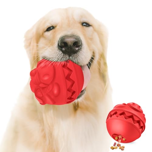 DAOZIJI Rubber Treat Dispensing Dog Toys, Indestructible Dog Ball for Aggressive Chewers...