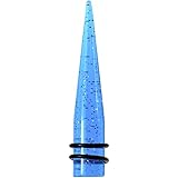 Body Candy Blue Acrylic Glitter Straight Taper Ear Gauge Plug (1 Piece) 1/2'
