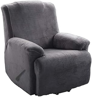 TIANSHU Fleece Recliner Covers,Velvet Recliner Chair Slipcovers Modern Velvet Plush Recliner Slipcover Furniture Protector Cover Sofa Slipcover for Recliner Chair Cover(Recliner,Light Gray)