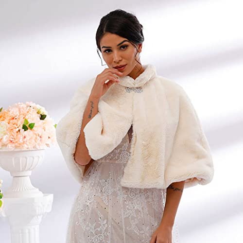 Women's Faux Fur Shawl for Wedding, Warm Wrap for Winter Dinner Party, Scarf for Bride and Bridesmaids4