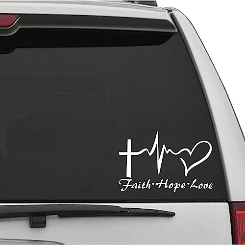 XTRAYXRAY Faith Hope Love Sticker Cross Heatbeat Car Decal Religious Christian Jesus God Window Bumper Decal Sticker Suitable for Cars, Trucks