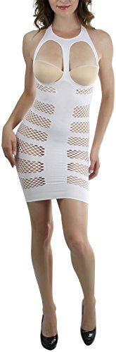 Image of ToBeInStyle Women's Stretch See Through Fishnet Novelty Mini Rave Party Dress